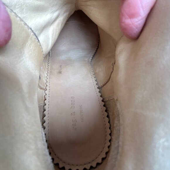 Rag & Bone Harrow Womens Sz 7 Ankle Bootie Gray Leather Block High Heel Slip On - Picture 5 of 12